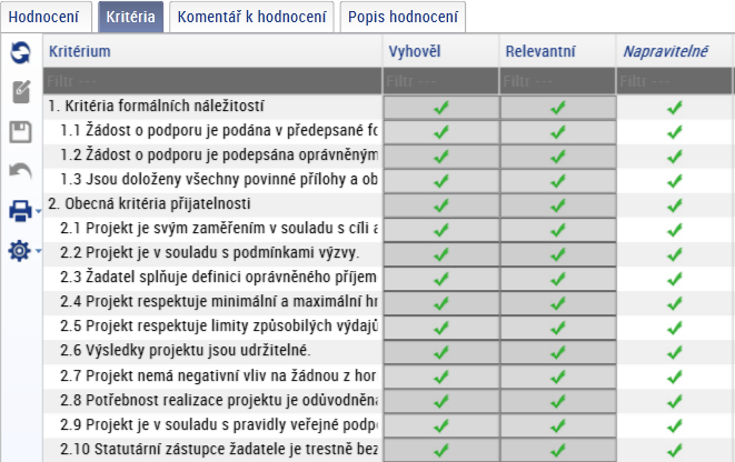 6.1.1 Hodnocení přijatelnosti a formálních náležitostí u projektů s napravitelnými a nenapravitelnými kritérii přijatelnosti Řádný hodnotitel/hodnotící komise posuzuje relevantní hodnotící kritéria