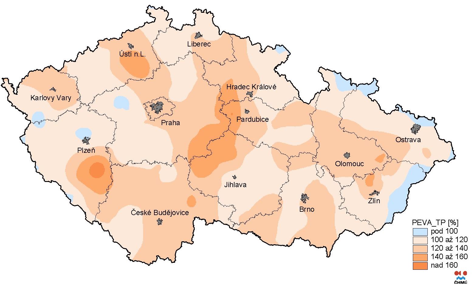 POTENCIÁLNÍ EVAPOTRANSPIRACE TRAVNÍHO POROSTU (mm) NA ÚZEMÍ ČR,