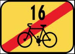 IS 21d Konec cyklistické trasy 18. V příloze č. 3 bodě 6 se slova E 12 Jízda cyklistů v protisměru nahrazují slovy E 12a Jízda cyklistů v protisměru. 19. V příloze č. 3 bodě 6 se doplňuje vyobrazení a název značky E 12b Vjezd cyklistů v protisměru povolen.