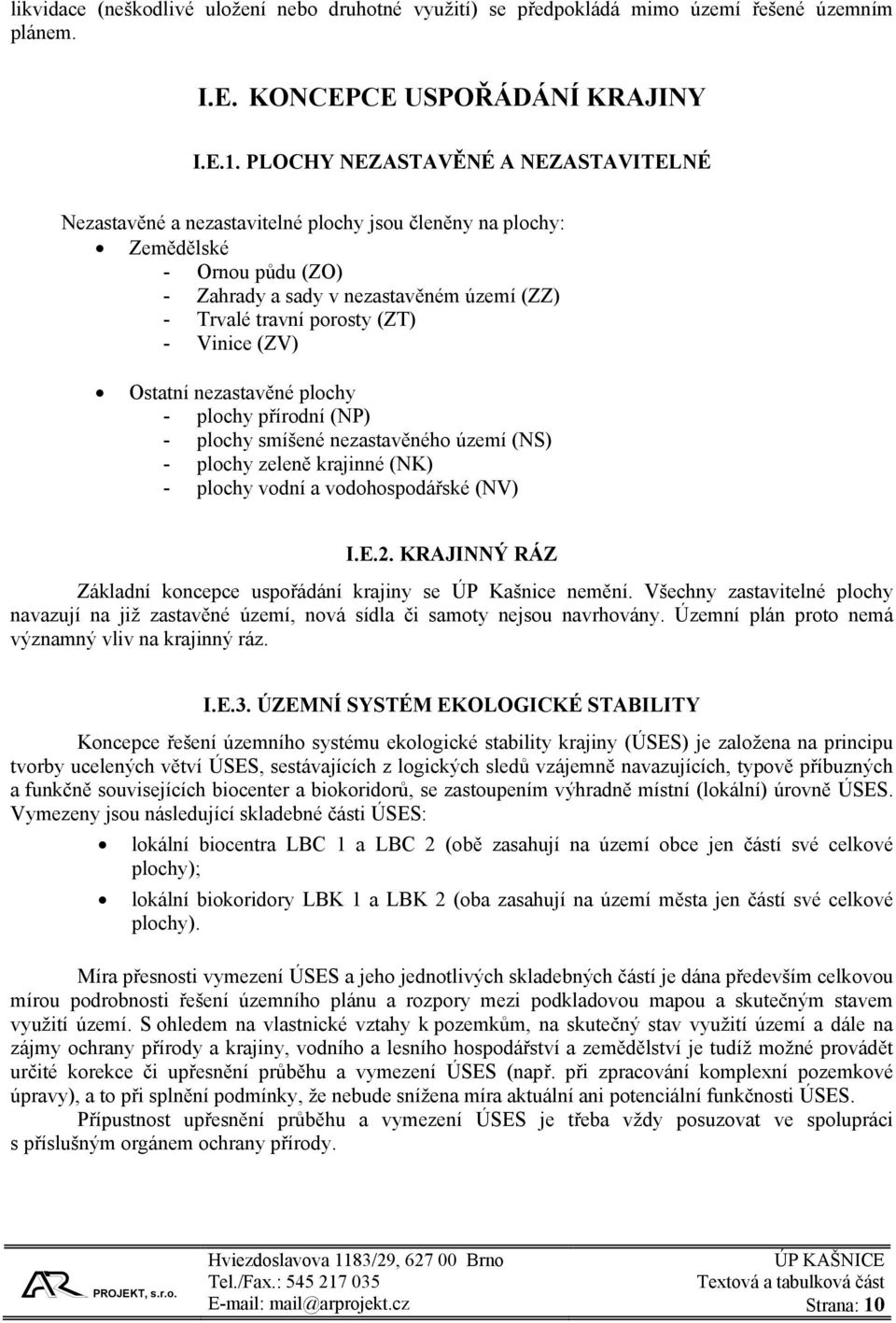 Vinice (ZV) Ostatní nezastavěné plochy - plochy přírodní (NP) - plochy smíšené nezastavěného území (NS) - plochy zeleně krajinné (NK) - plochy vodní a vodohospodářské (NV) I.E.2.