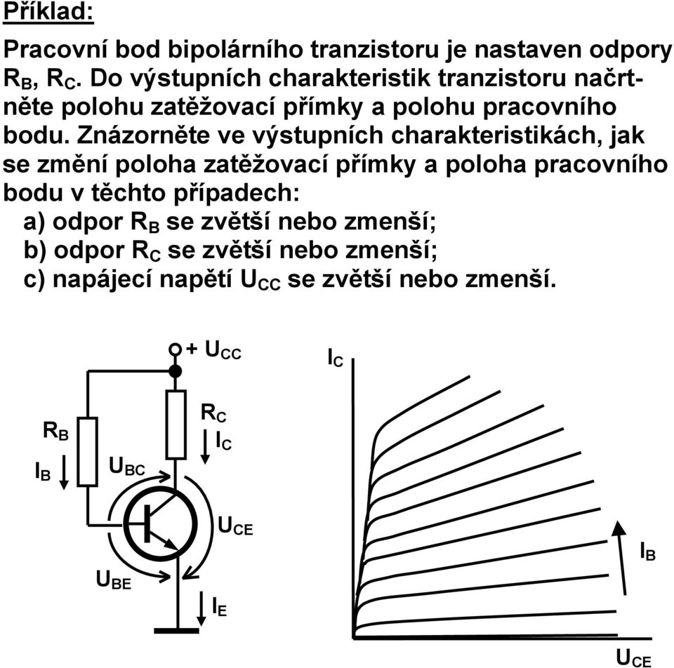 bodu. Znázorněte ve výstupních charakteristikách, jak se změní poloha zatěžovací přímky a poloha