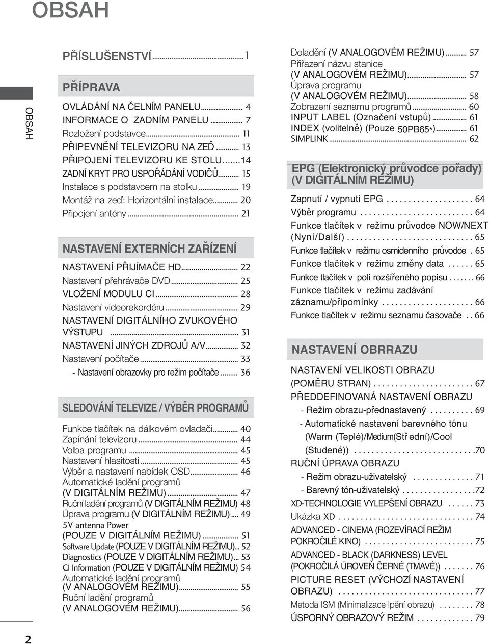 .. Nastavení pfiehrávaãe DVD... 5 VLOŽENÍ MODULU CI... 8 Nastavení videorekordéru... 9 NASTAVENÍ DIGITÁLNÍHO ZVUKOVÉHO VÝSTUPU... NASTAVENÍ JINÝCH ZDROJŮ A/V... Nastavení poãítaãe.