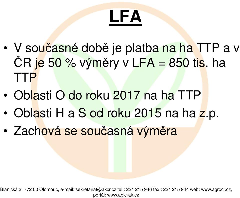 ha TTP Oblasti O do roku 2017 na ha TTP