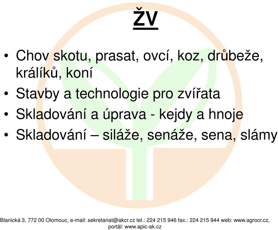 technologie pro zvířata Skladování a