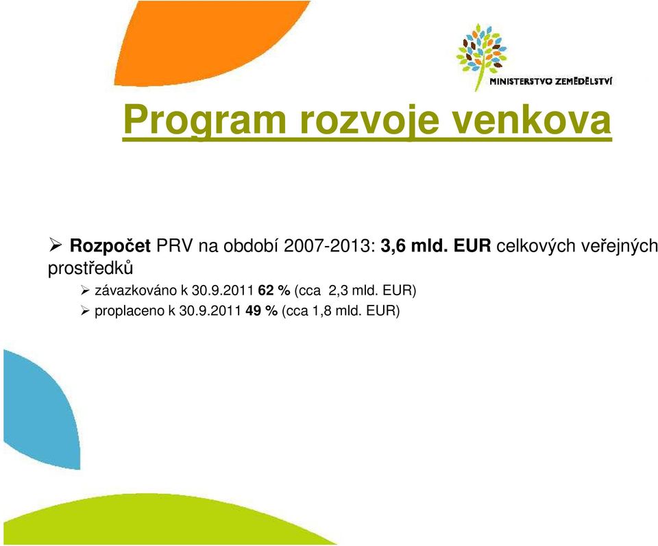 EUR celkových veřejných prostředků závazkováno k