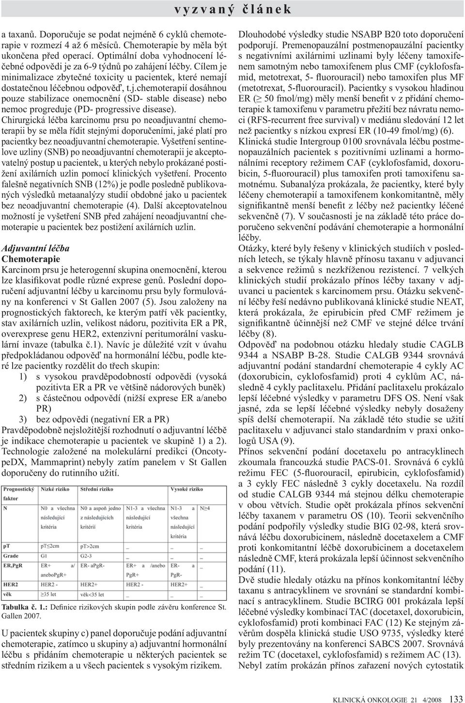 Chirurgická lé ba karcinomu prsu po neoadjuvantní chemoterapii by se m la ídit stejnými doporu eními, jaké platí pro pacientky bez neoadjuvantní chemoterapie.