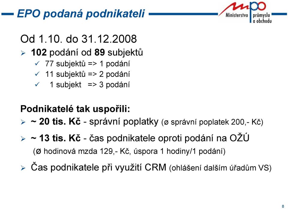 podání Podnikatelé tak uspořili: ~ 20 tis.