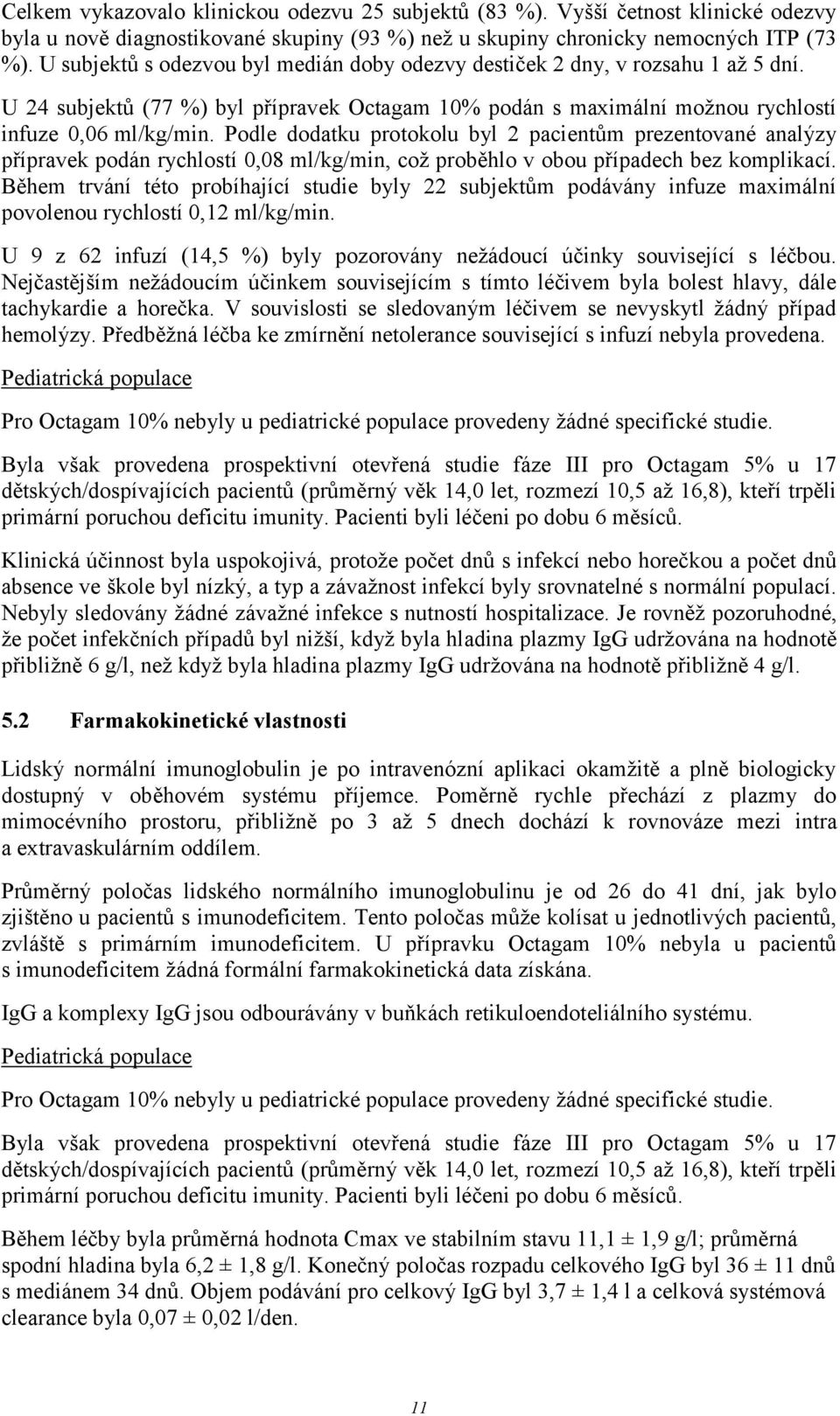 Podle dodatku protokolu byl 2 pacientům prezentované analýzy přípravek podán rychlostí 0,08 ml/kg/min, což proběhlo v obou případech bez komplikací.