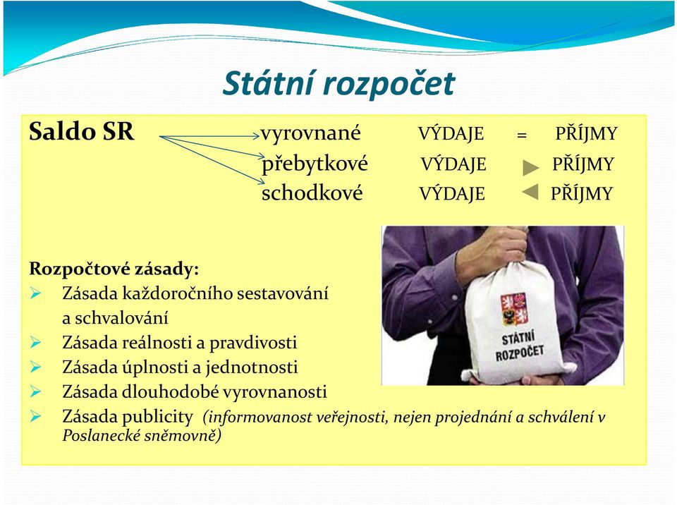 reálnosti a pravdivosti Zásada úplnosti a jednotnosti Zásada dlouhodobé vyrovnanosti