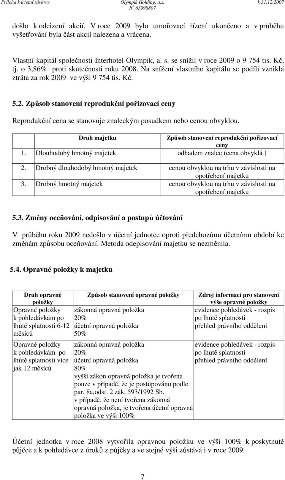 Druh majetku Způsob stanovení reprodukční pořizovací ceny 1. Dlouhodobý hmotný majetek odhadem znalce (cena obvyklá ) 2.