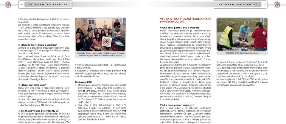2. Darujte krev s Českou Vicemiss Jednalo se o pravidelné propagační odběrové akce, které realizuje Ú ČČK ve spolupráci s VFN Na Karlově, a to již od roku 2008.