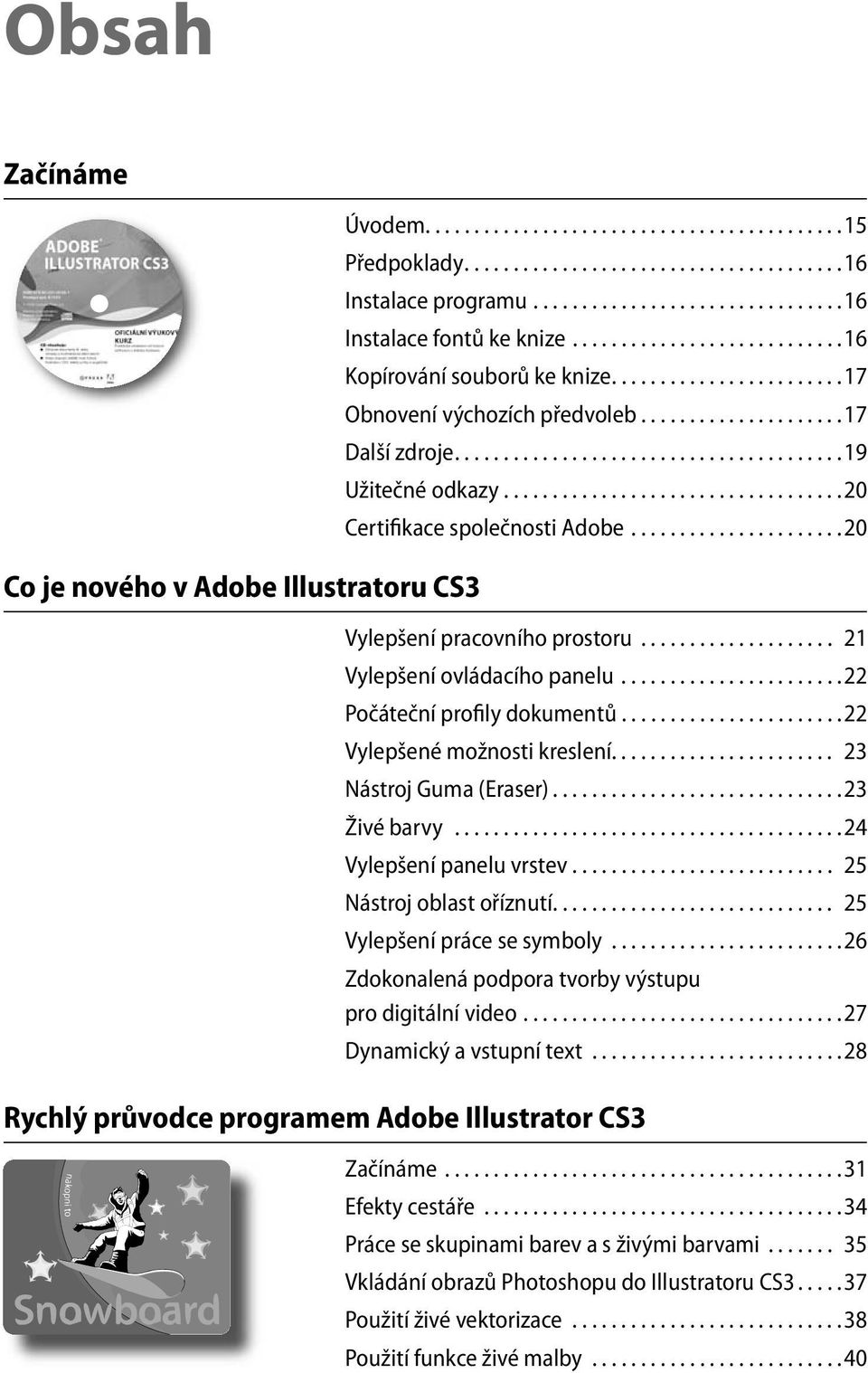 .......................................19 Užitečné odkazy...................................20 Certifikace společnosti Adobe......................20 Vylepšení pracovního prostoru.