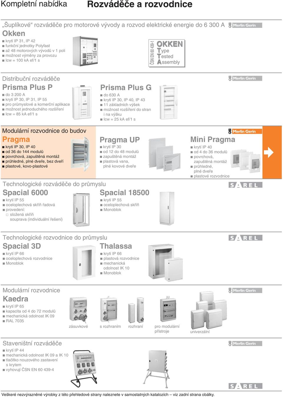 ka ef/1 s Prisma Plus G do 630 A krytí IP 30, IP 40, IP 43 11 základních v ek moïnost roz ífiení do stran i na v ku Icw = 25 ka ef/1 s Modulární rozvodnice do budov Pragma Pragma UP krytí IP 30, IP