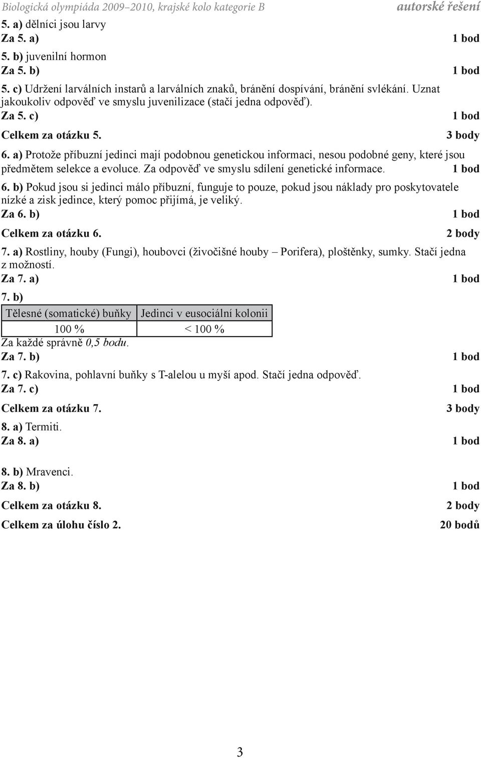 a) Protože příbuzní jedinci mají podobnou genetickou informaci, nesou podobné geny, které jsou předmětem selekce a evoluce. Za odpověď ve smyslu sdílení genetické informace. 6.