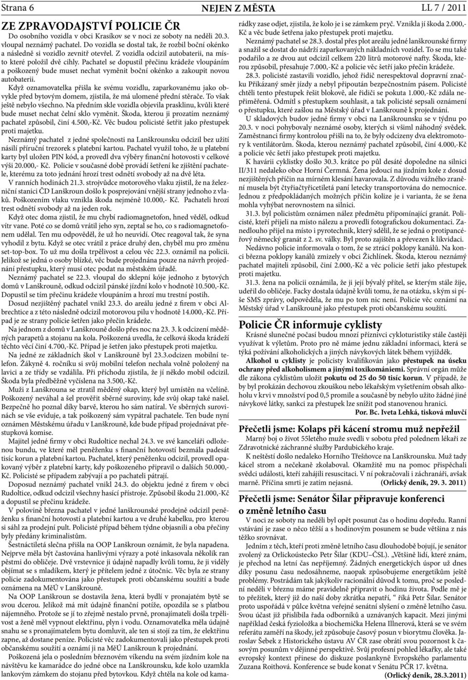 7 / XI. 8. dubna 2011 Listy Lanškrounska - regionální noviny Cena 12 Kč -  PDF Stažení zdarma