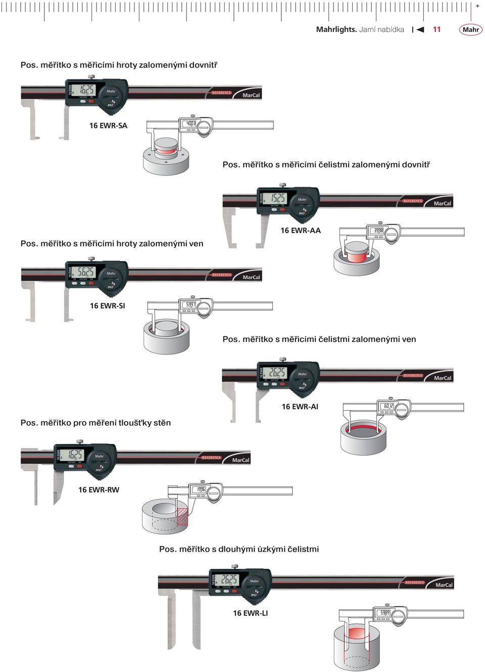 měřítko s měřicími hroty zalomenými ven 16 EWR-AA 16 EWR-SI Pos.