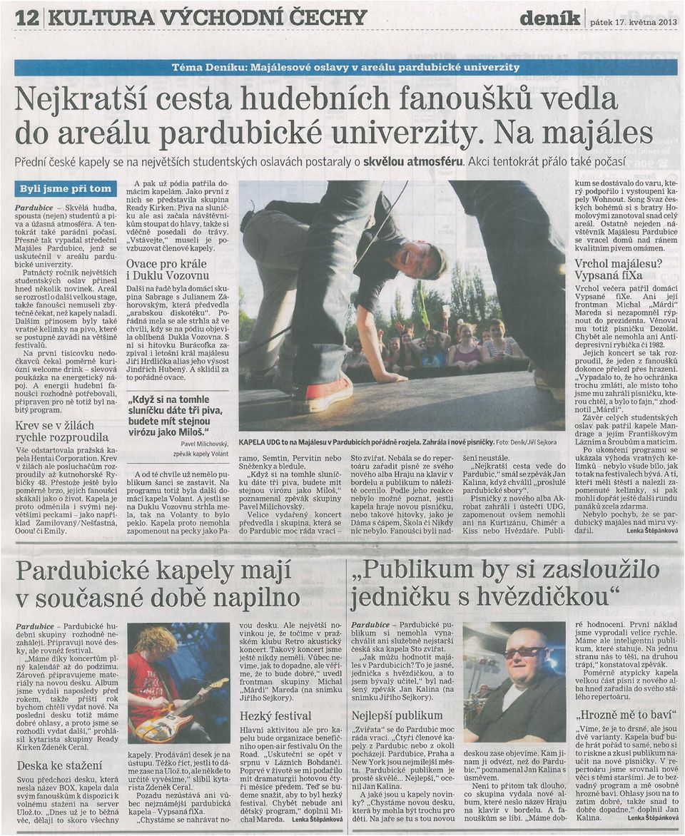 oslavy v areálu pardubické univerzity Nejkratší cesta hudebních fanoušků vedla do areálu pardubické univerzity.