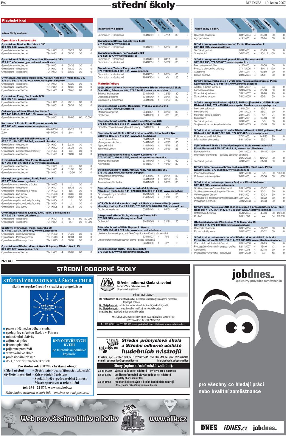 cz Gymnázium všeobecné 7941K401 4 50/39 30 0 Gymnázium všeobecné 7941K801 8 40/30 30 0 Gymnázium všeobecné 7941K601 6 59/33 30 0 Gymnázium Jaroslava Vrchlického, Klatovy, Národních mučedníků 347 376