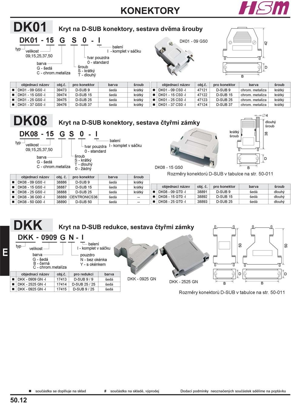 objednací název obj.è. pro konektor barva šroub n DK01-09 CS0 -I 47121 D-SUB 9 chrom. metalíza krátký n DK01-15 CS0 -I 47122 D-SUB 15 chrom. metalíza krátký n DK01-25 CS0 -I 47123 D-SUB 25 chrom.