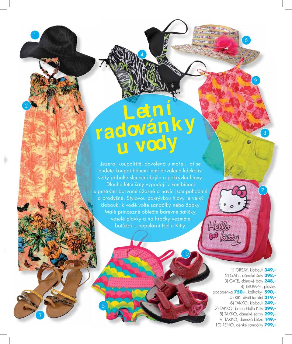 Malé princezně oblečte barevné šatičky, veselé plavky a na hračky vezměte batůžek s populární Hello Kitty.