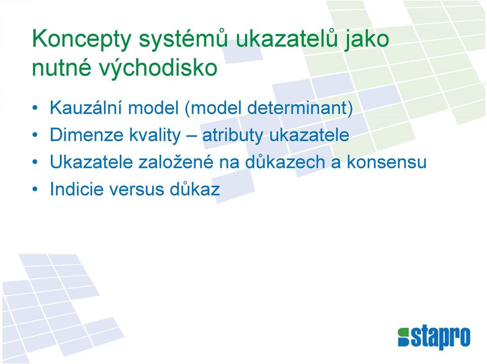 Dimenze kvality atributy ukazatele Ukazatele