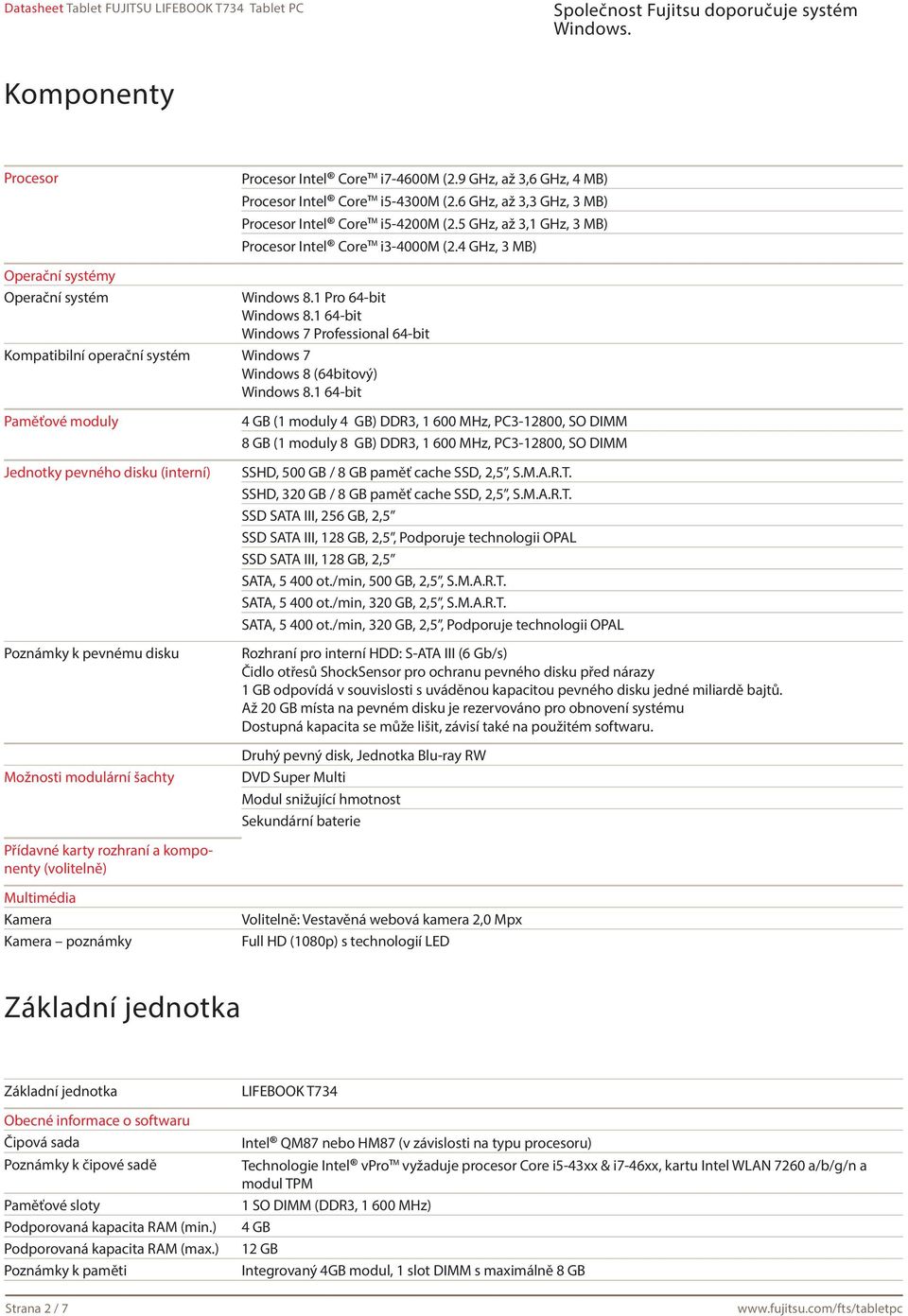 1 64-bit Windows 7 Professional 64-bit Kompatibilní operační systém Windows 7 Windows 8 (64bitový) Windows 8.