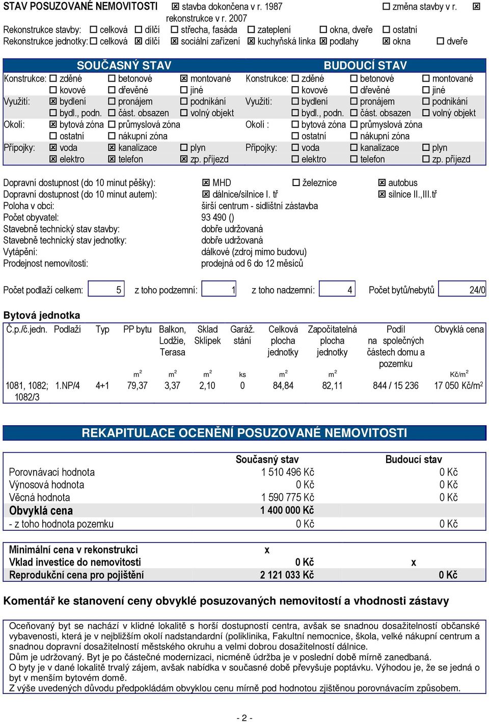 STAV Konstrukce: zděné betonové montované Konstrukce: zděné betonové montované kovové dřevěné jiné kovové dřevěné jiné Využití: bydlení pronájem podnikání Využití: bydlení pronájem podnikání bydl.