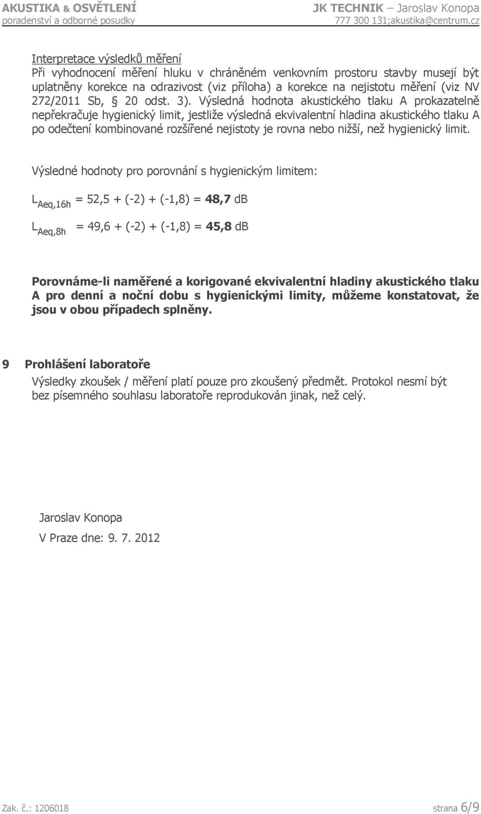 Protokol o měření hluku - PDF Stažení zdarma