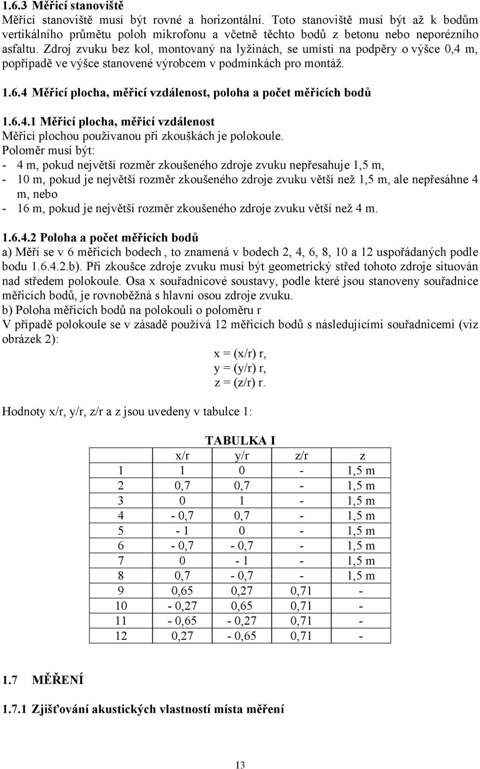 Zdroj zvuku bez kol, montovaný na lyžinách, se umístí na podpěry o výšce 0,4 m, popřípadě ve výšce stanovené výrobcem v podmínkách pro montáž. 1.6.