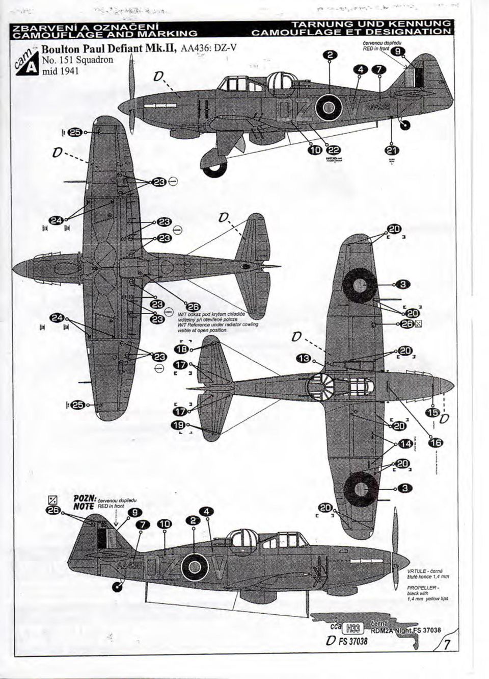 151 Squadron mid 1941 TARNUNG UNO KENNUNG CAMOUFLAGE ET DESIGNATION