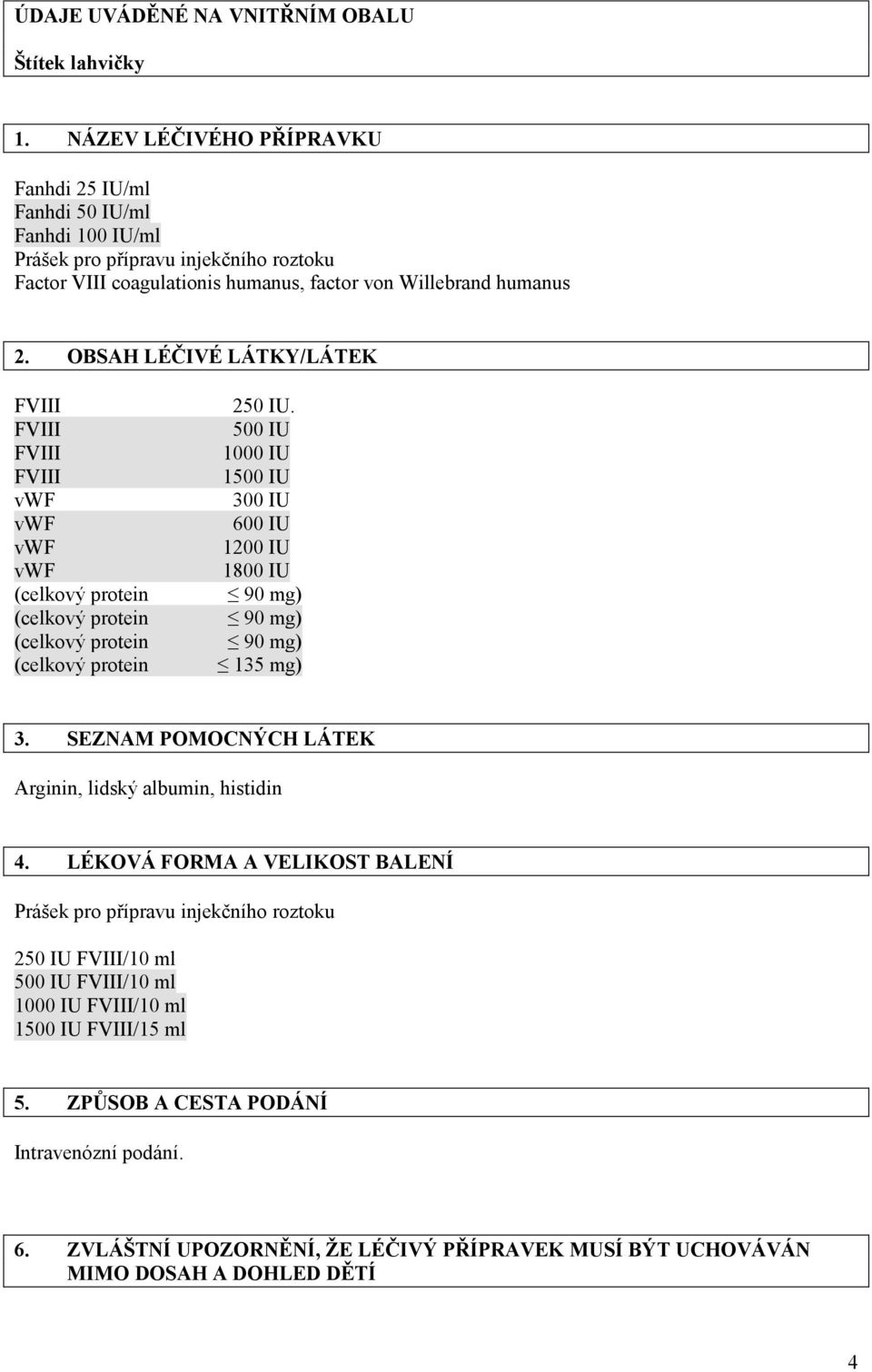 OBSAH LÉČIVÉ LÁTKY/LÁTEK 250 IU. 500 IU 1000 IU 1500 IU 300 IU 600 IU 1200 IU 1800 IU 90 mg) 90 mg) 90 mg) 135 mg) 3.