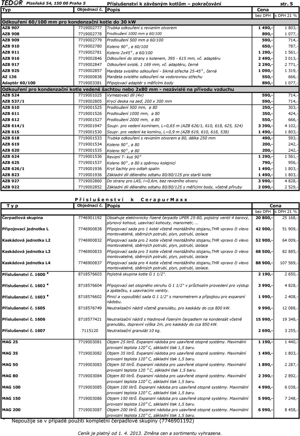 909 7719002779 Prodloužení 500 mm ø 60/100 AZB 910 7719002780 Koleno 90 o, ø 60/100 650,- 787,- AZB 911 7719002781 Koleno 2x45 o, ø 60/100 1 290,- 1 561,- AZB 916 7719002846 Odkouření do strany s