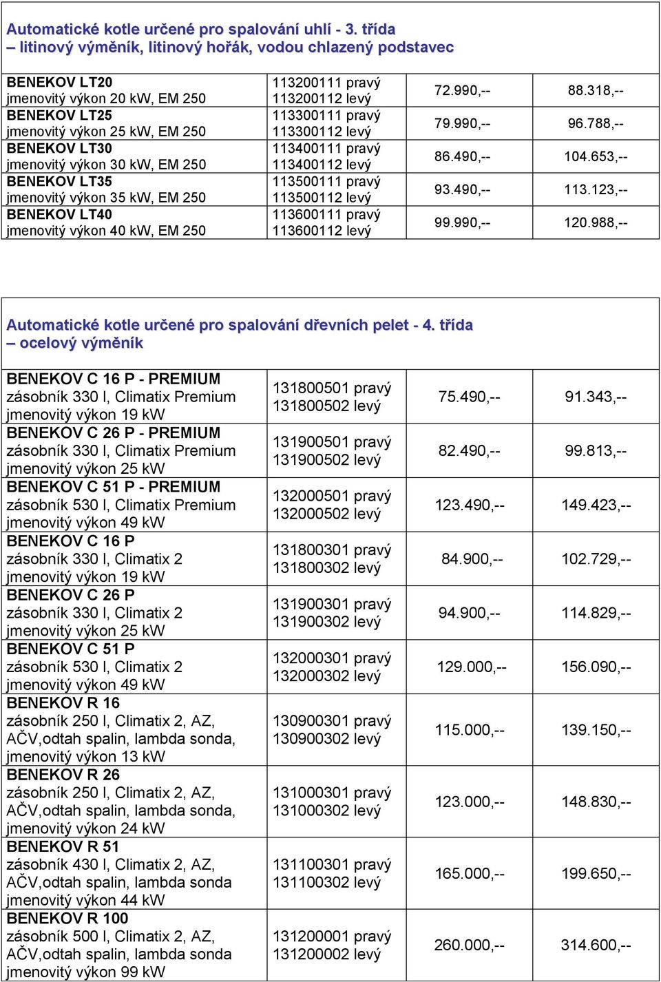 výkon 35 kw, EM 250 BENEKOV LT40 jmenovitý výkon 40 kw, EM 250 113200111 pravý 113200112 levý 113300111 pravý 113300112 levý 113400111 pravý 113400112 levý 113500111 pravý 113500112 levý 113600111