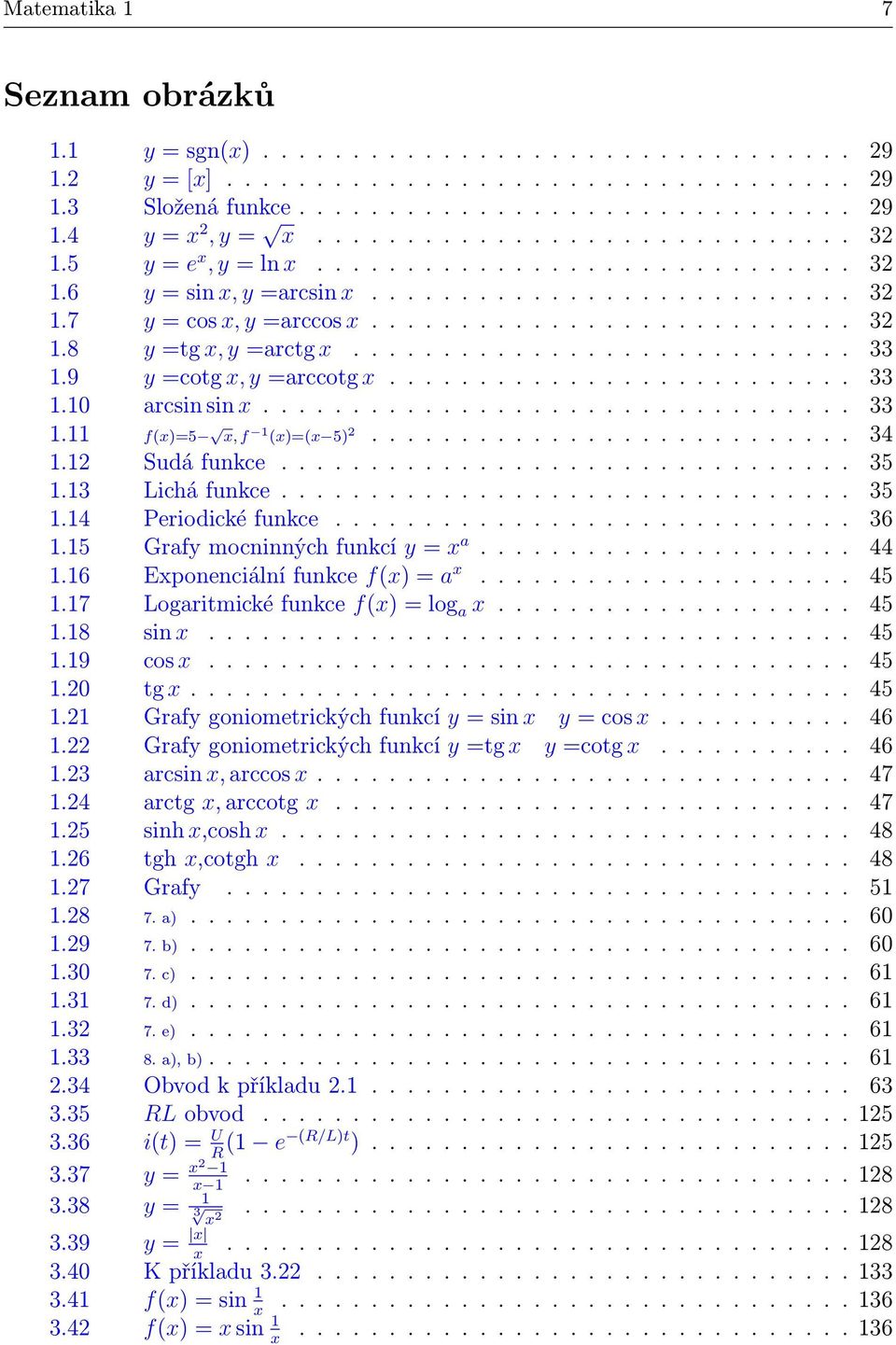 9 y =cotg x, y =arccotg x.......................... 33.0 arcsin sin x................................. 33. f(x)=5 x, f (x)=(x 5)........................... 34. Sudá funkce................................ 35.