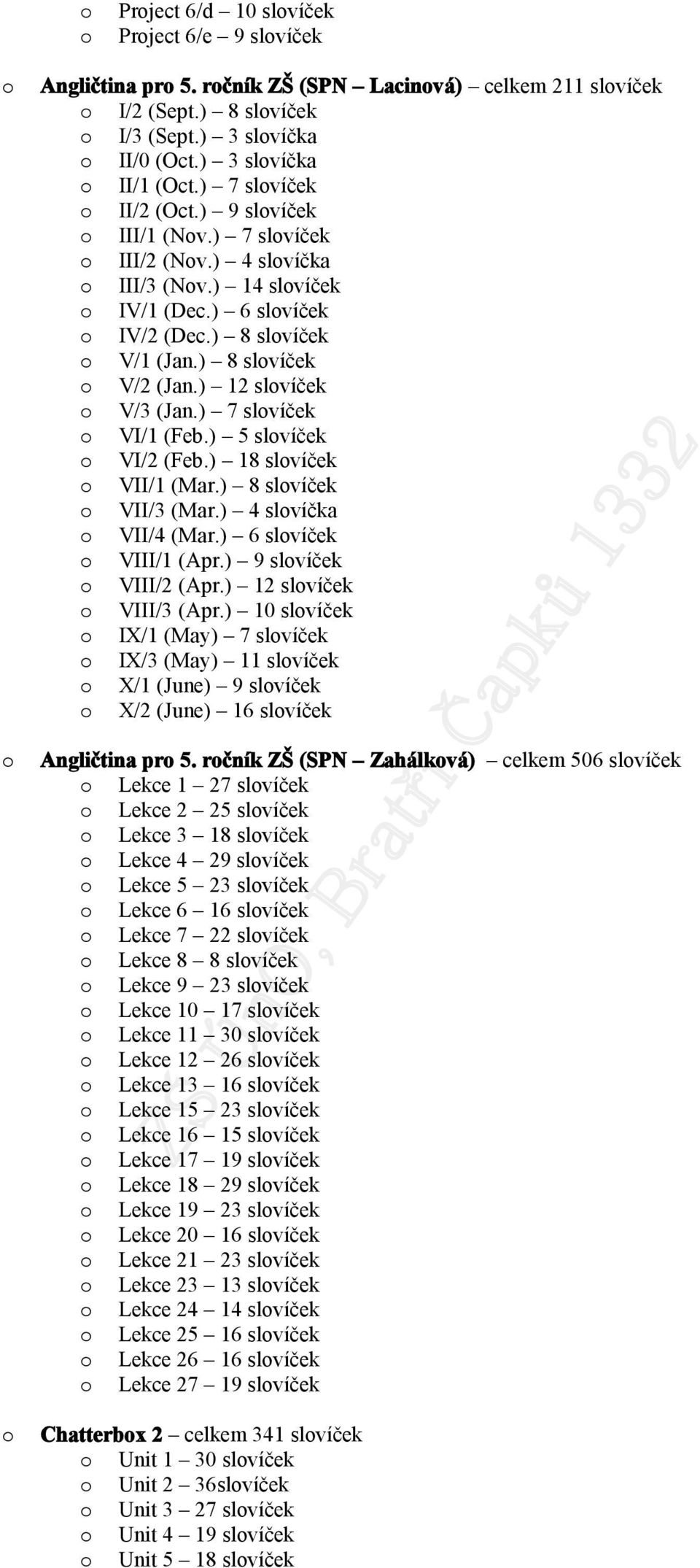 ) 5 slvíček VI/2 (Feb.) 18 slvíček VII/1 (Mar.) 8 slvíček VII/3 (Mar.) 4 slvíčka VII/4 (Mar.) 6 slvíček VIII/1 (Apr.) 9 slvíček VIII/2 (Apr.) 12 slvíček VIII/3 (Apr.