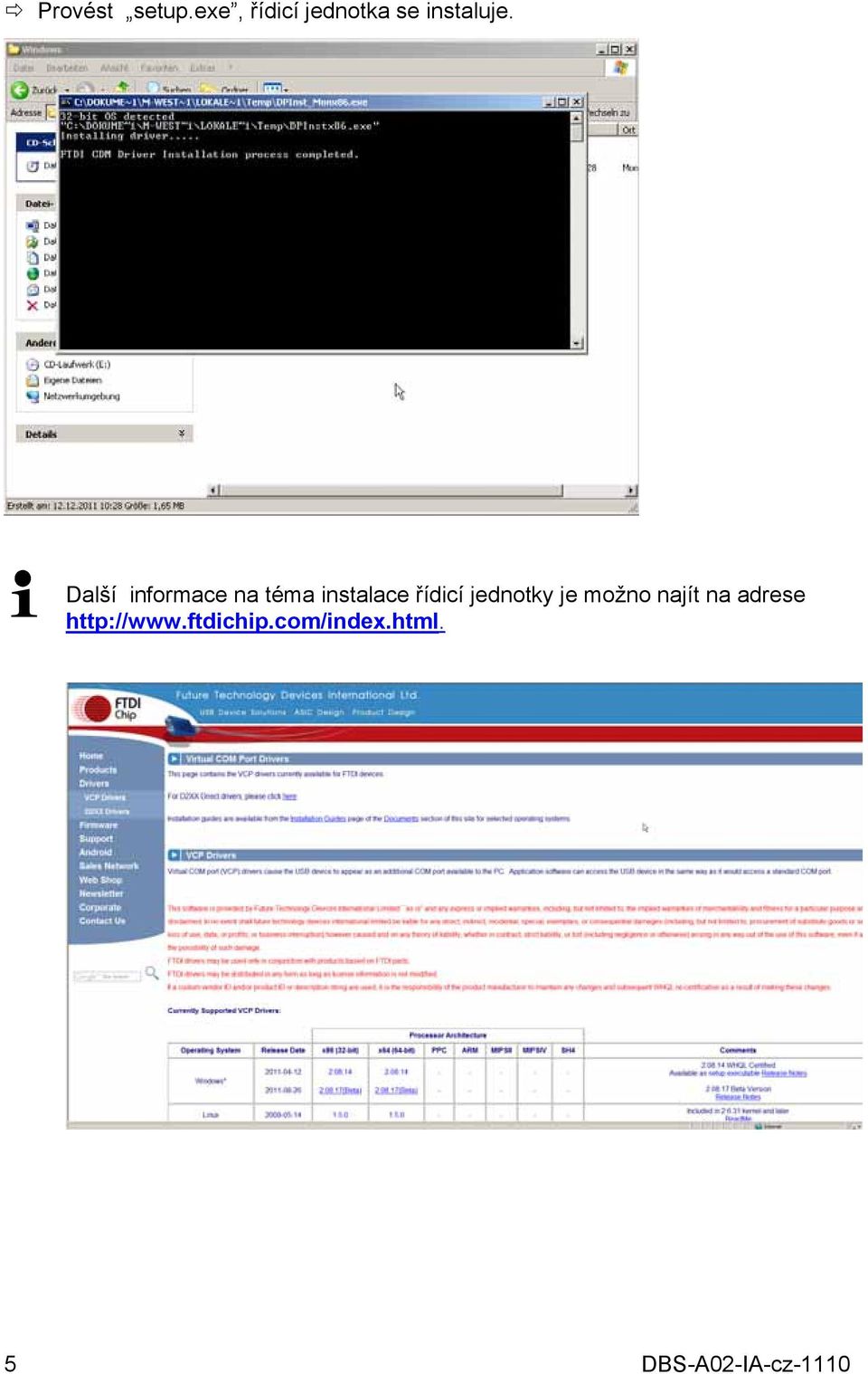 Další informace na téma instalace řídicí