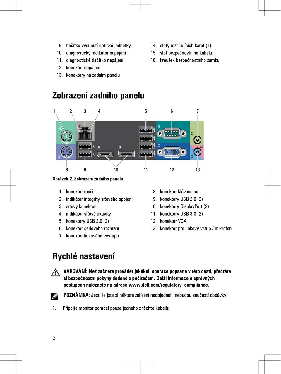 indikátor síťové aktivity 5. konektory USB 2.0 (2) 6. konektor sériového rozhraní 7. konektor linkového výstupu 8. konektor klávesnice 9. konektory USB 2.0 (2) 10. konektory DisplayPort (2) 11.