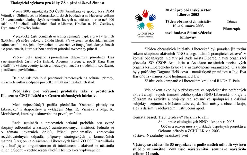 V praktické části pomáhali účastníci semináře např. s prací v lesních školkách, při sběru bukvic a úklidu klestí.