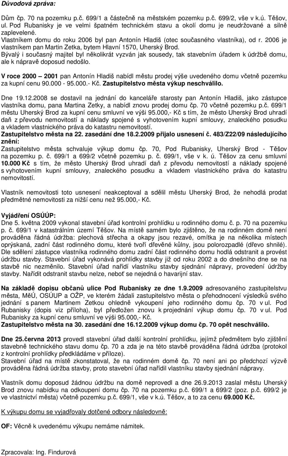 2006 je vlastníkem pan Martin Zetka, bytem Hlavní 1570, Uherský Brod. Bývalý i současný majitel byl několikrát vyzván jak sousedy, tak stavebním úřadem k údržbě domu, ale k nápravě doposud nedošlo.