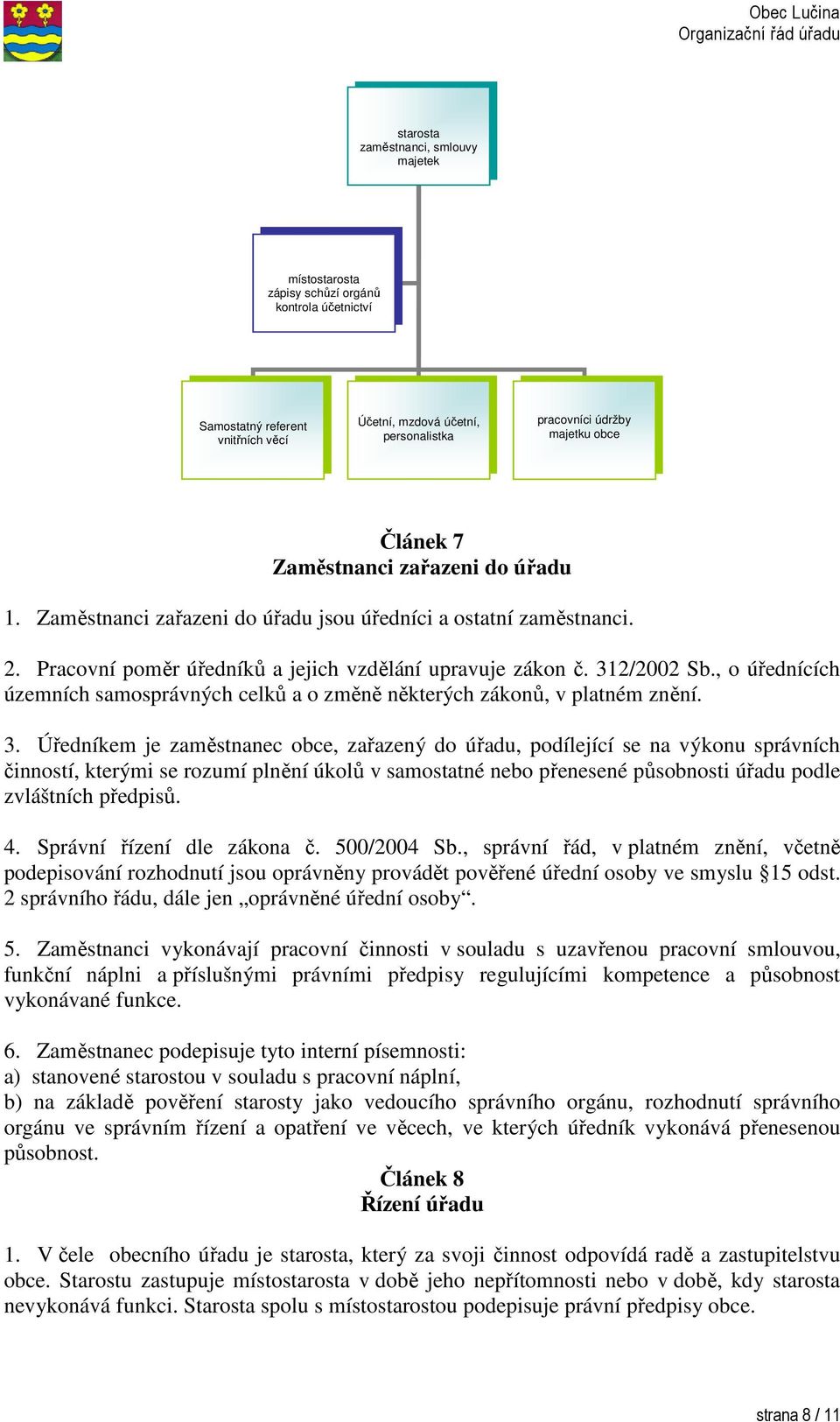 , o úřednících územních samosprávných celků a o změně některých zákonů, v platném znění. 3.