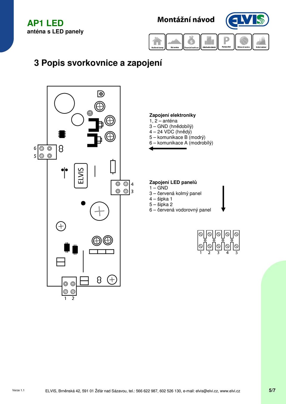 (modrý) 6 komunikace A (modrobílý) Zapojení ů 1 GND 3