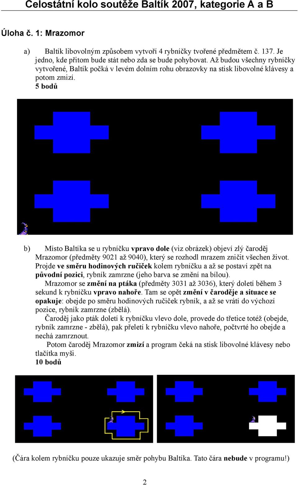 5 bodů b) Místo Baltíka se u rybníčku vpravo dole (viz obrázek) objeví zlý čaroděj Mrazomor (předměty 9021 až 9040), který se rozhodl mrazem zničit všechen život.