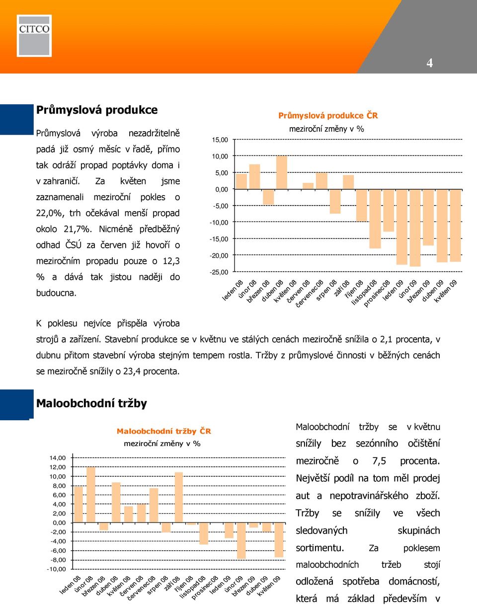 Nicméně předběžný odhad ČSÚ za červen již hovoří o meziročním propadu pouze o 12,3 % a dává tak jistou naději do budoucna.