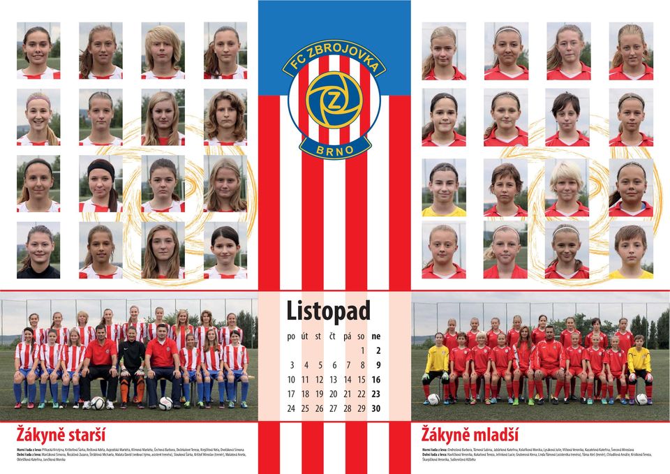 (vedoucí týmu, asistent trenéra), Slouková Šárka, Krištof Miroslav (trenér), Malatová Aneta, Oklešťková Kateřina, Jančíková Monika Horní řada z leva: Ondrušová Barbora, Tůmová Sabina, Jabůrková