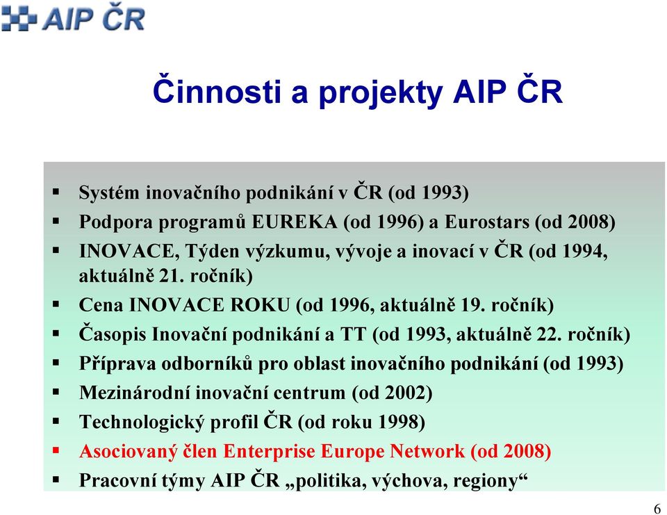 ročník) Časopis Inovační podnikání a TT (od 1993, aktuálně 22.