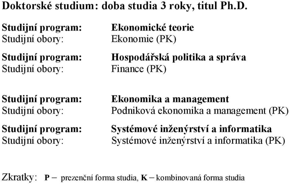 Ekonomika a management Podniková ekonomika a management (PK)