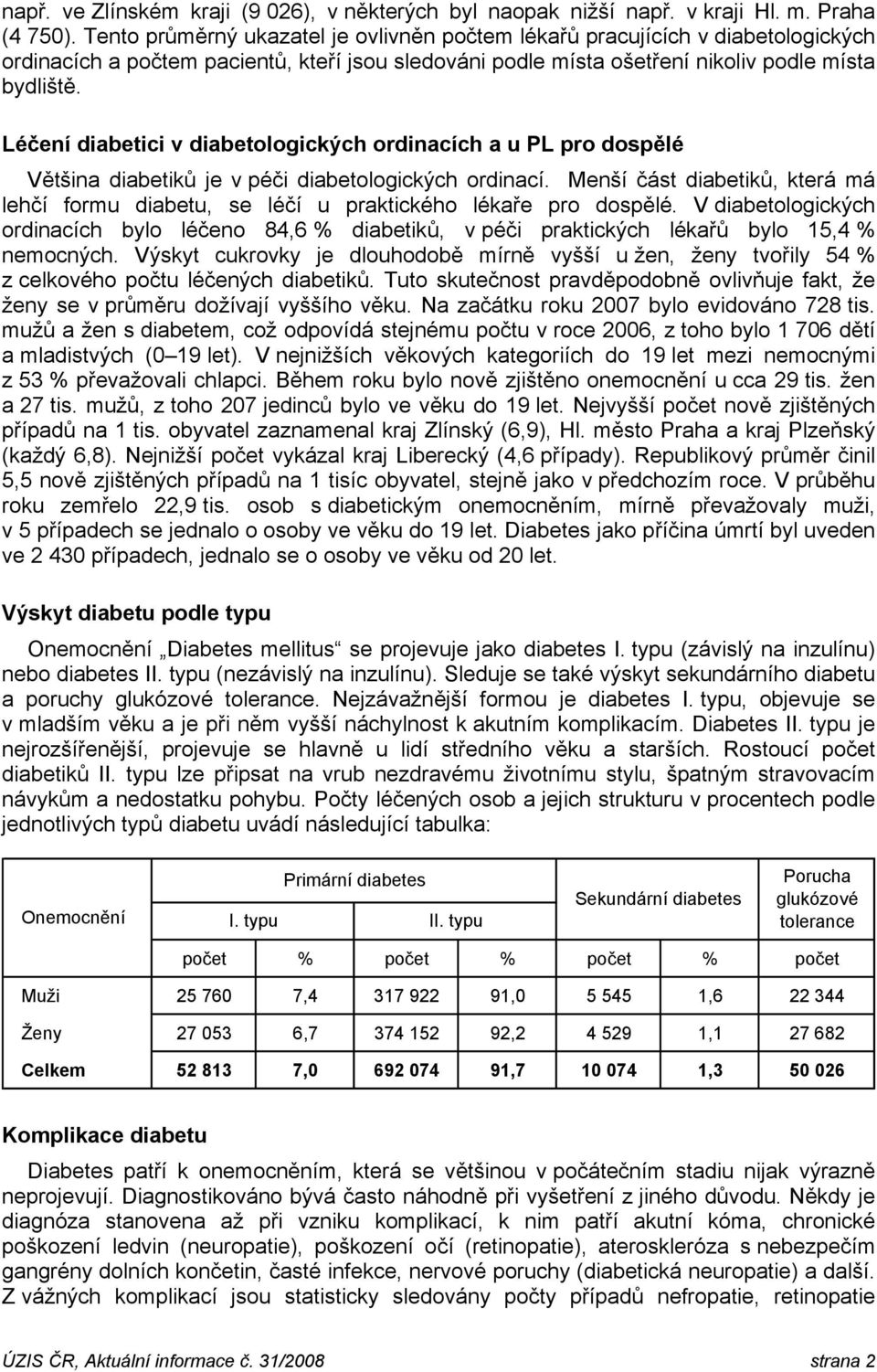 Léčení diabetici v diabetologických ordinacích a u PL pro dospělé Většina diabetiků je v péči diabetologických ordinací.