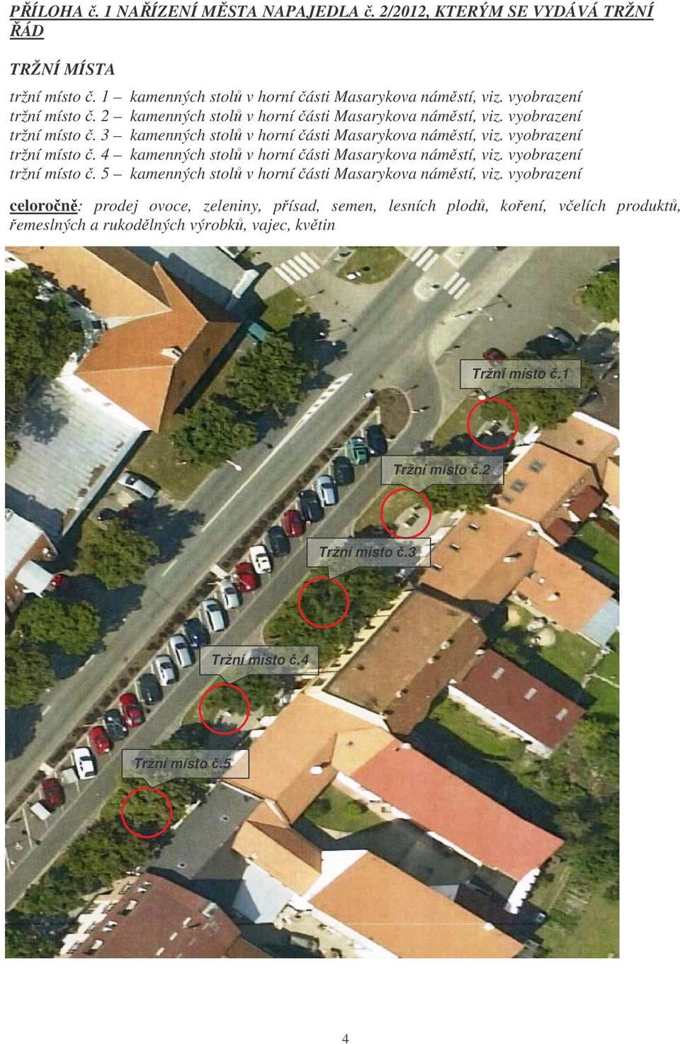 vyobrazení tržní místo. 4 kamenných stol v horní ásti Masarykova námstí, viz. vyobrazení tržní místo. 5 kamenných stol v horní ásti Masarykova námstí, viz.