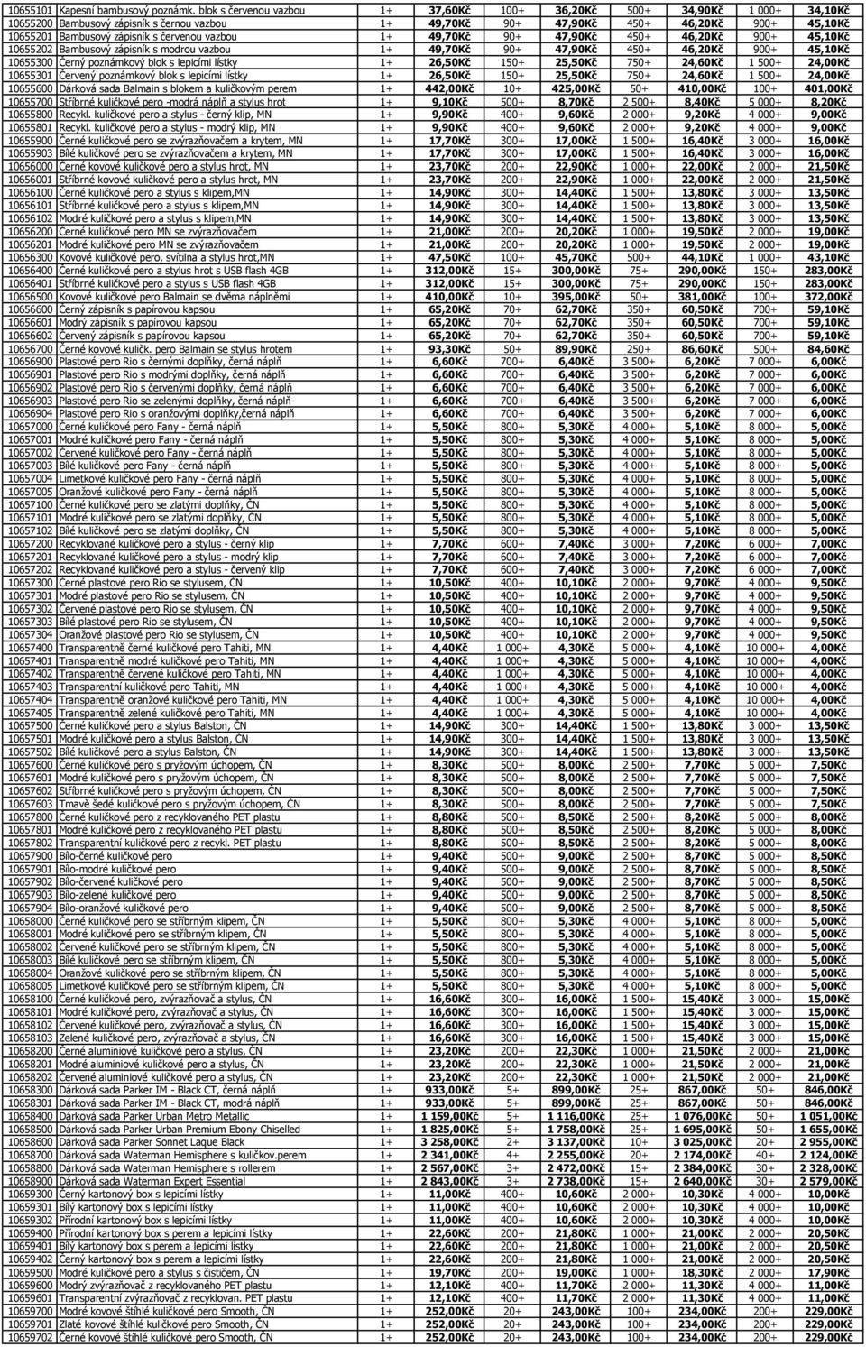 červenou vazbou 1+ 49,70Kč 90+ 47,90Kč 450+ 46,20Kč 900+ 45,10Kč 10655202 Bambusový zápisník s modrou vazbou 1+ 49,70Kč 90+ 47,90Kč 450+ 46,20Kč 900+ 45,10Kč 10655300 Černý poznámkový blok s lepicími