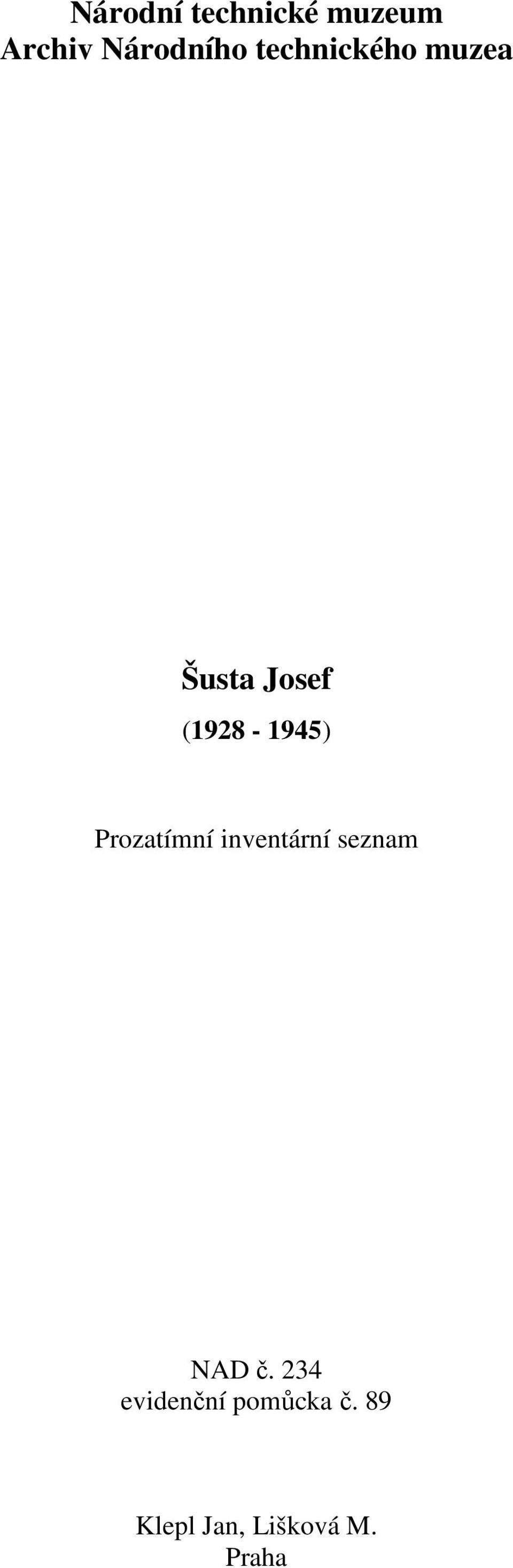 Prozatímní inventární seznam NAD č.